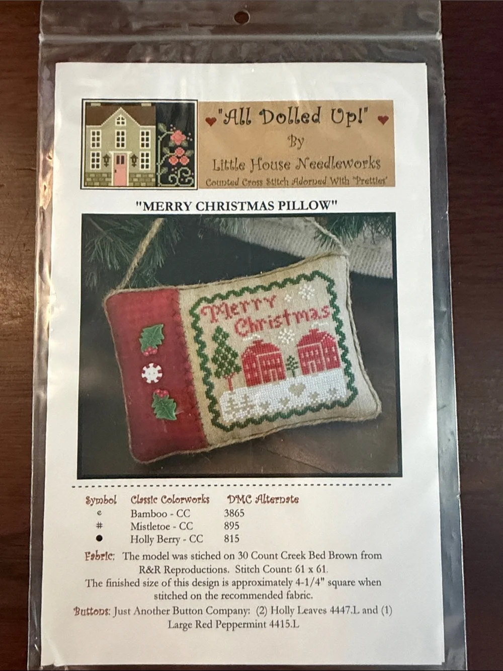 'Merry Christmas Pillow' Holiday Pillow Pattern - Red & Green
